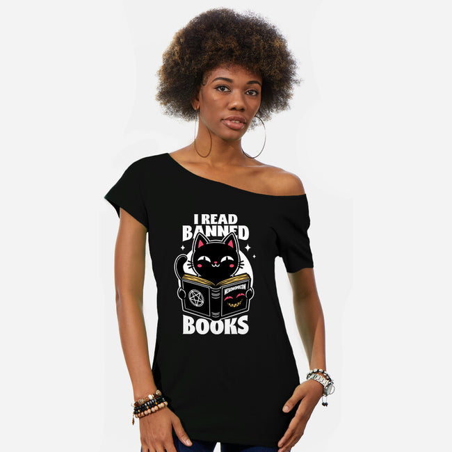 Cat Book Necronomicon-Womens-Off Shoulder-Tee-Studio Mootant