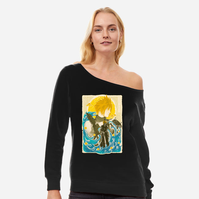 Great Wave Cloud-Womens-Off Shoulder-Sweatshirt-hypertwenty