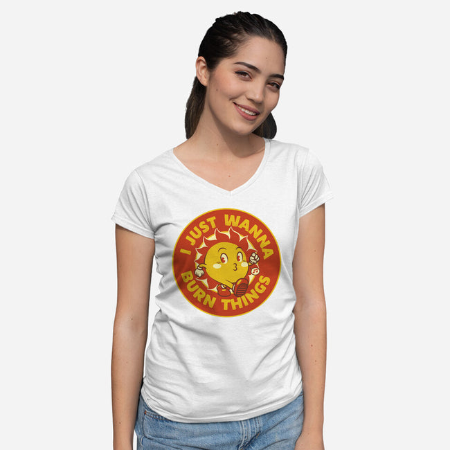 I Just Wanna Burn Things-Womens-V-Neck-Tee-tobefonseca