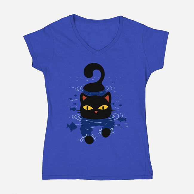 Paws In Water-Womens-V-Neck-Tee-erion_designs