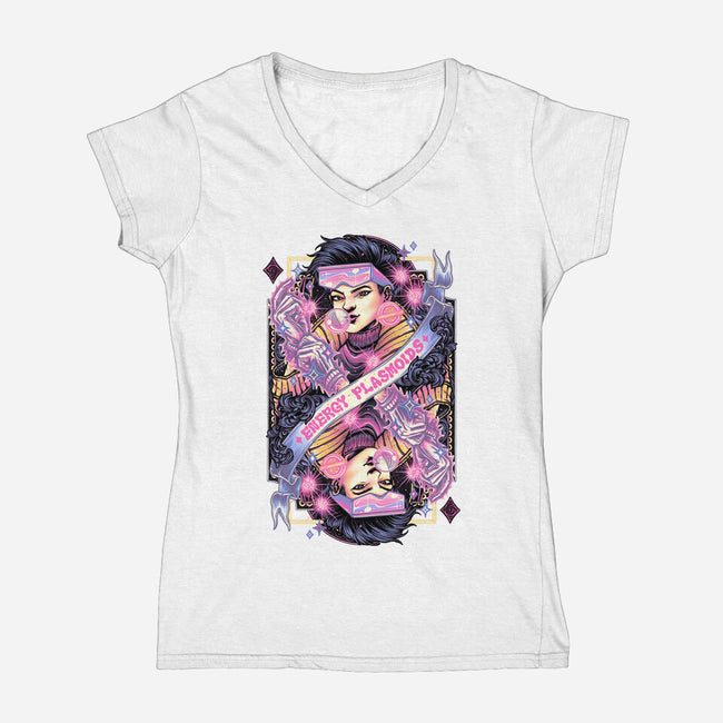 Energy Plasmoids Card-Womens-V-Neck-Tee-glitchygorilla