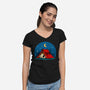 Beagle Camping-Womens-V-Neck-Tee-erion_designs