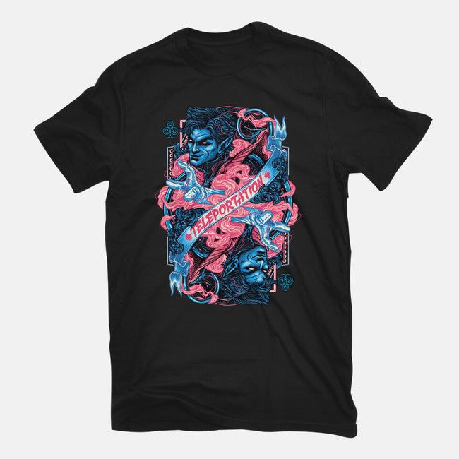 Teleportation Card-Womens-Fitted-Tee-glitchygorilla