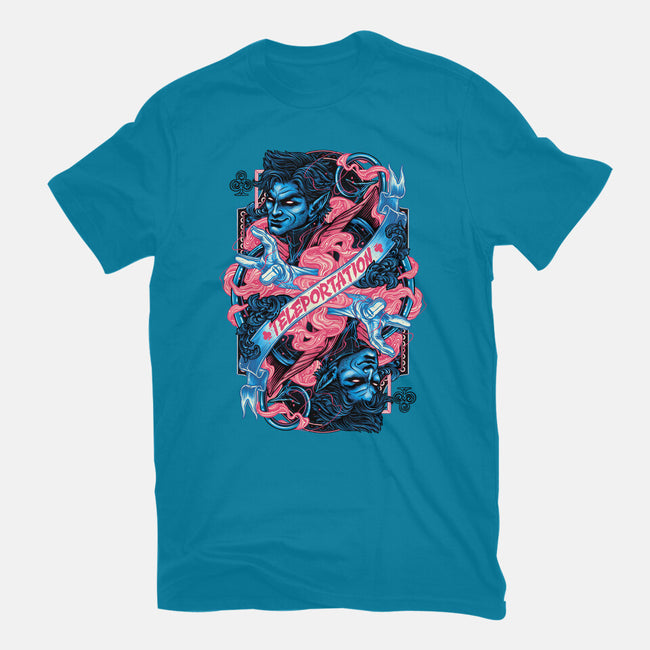 Teleportation Card-Womens-Basic-Tee-glitchygorilla