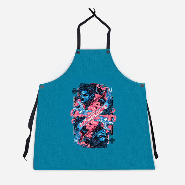 Teleportation Card-Unisex-Kitchen-Apron-glitchygorilla