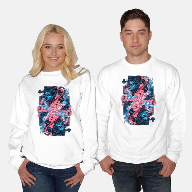 Teleportation Card-Unisex-Crew Neck-Sweatshirt-glitchygorilla