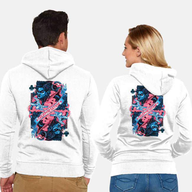 Teleportation Card-Unisex-Zip-Up-Sweatshirt-glitchygorilla