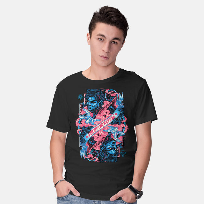 Teleportation Card-Mens-Basic-Tee-glitchygorilla