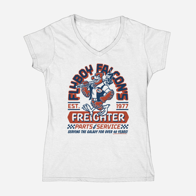 Flyboy Falcon-Womens-V-Neck-Tee-Wheels