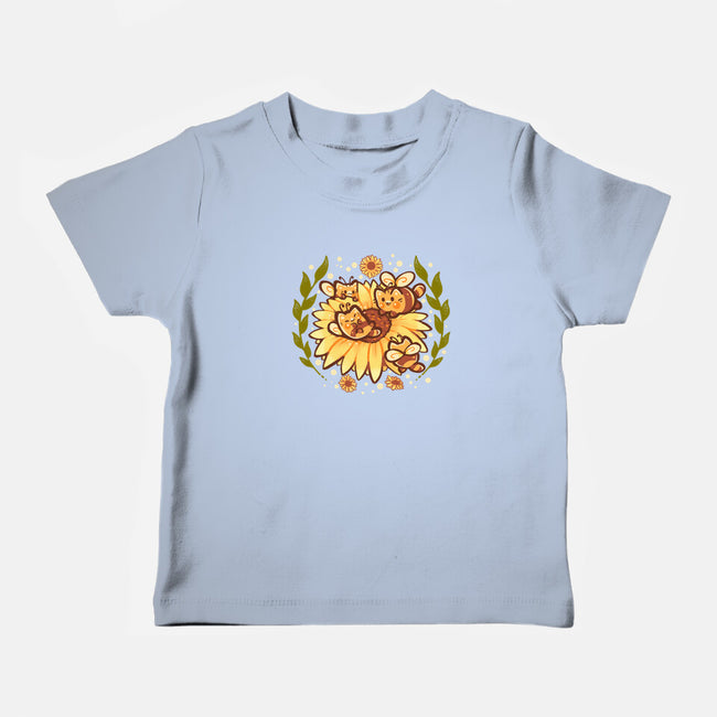 Sunflower Cat Bee-Baby-Basic-Tee-TechraNova