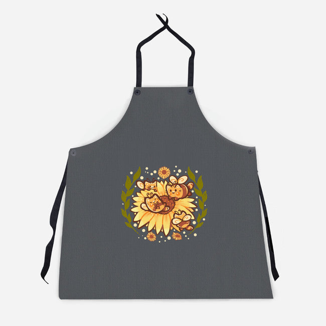 Sunflower Cat Bee-Unisex-Kitchen-Apron-TechraNova