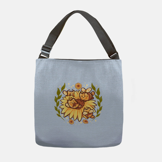 Sunflower Cat Bee-None-Adjustable Tote-Bag-TechraNova