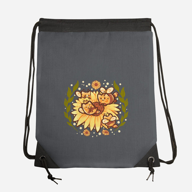 Sunflower Cat Bee-None-Drawstring-Bag-TechraNova