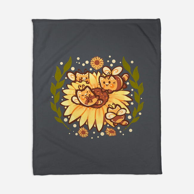 Sunflower Cat Bee-None-Fleece-Blanket-TechraNova