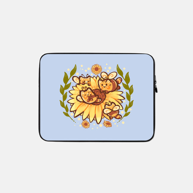 Sunflower Cat Bee-None-Zippered-Laptop Sleeve-TechraNova