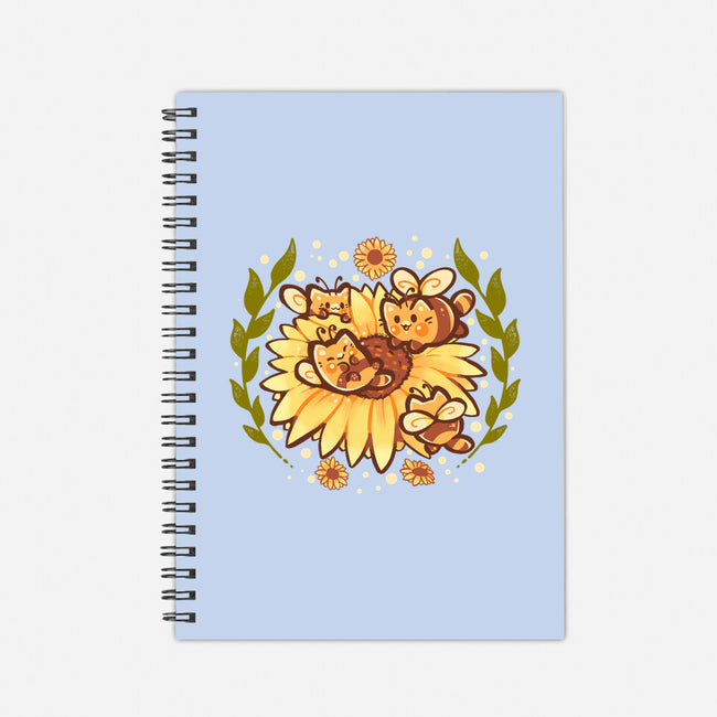 Sunflower Cat Bee-None-Dot Grid-Notebook-TechraNova