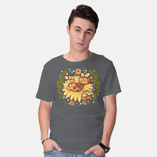 Sunflower Cat Bee-Mens-Basic-Tee-TechraNova