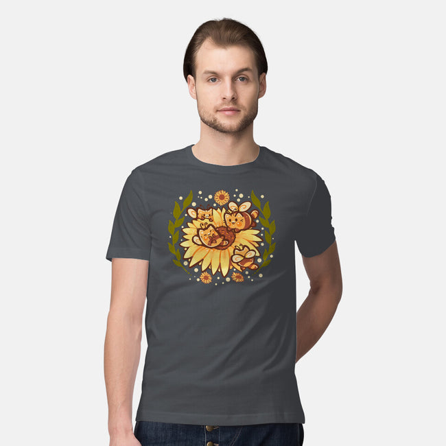 Sunflower Cat Bee-Mens-Premium-Tee-TechraNova