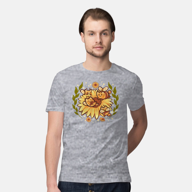 Sunflower Cat Bee-Mens-Premium-Tee-TechraNova