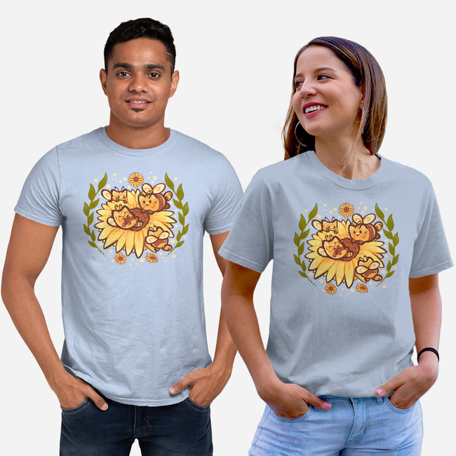 Sunflower Cat Bee-Unisex-Basic-Tee-TechraNova