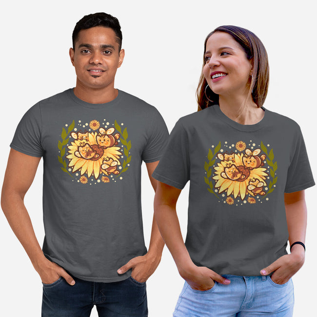 Sunflower Cat Bee-Unisex-Basic-Tee-TechraNova