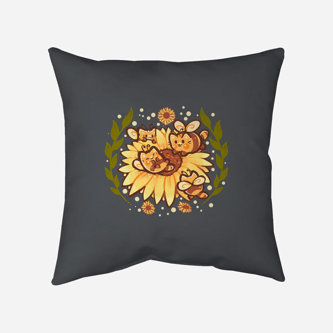 Sunflower Cat Bee-None-Non-Removable Cover w Insert-Throw Pillow-TechraNova