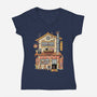 Ramen Neko House-Womens-V-Neck-Tee-vp021