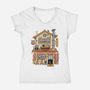 Ramen Neko House-Womens-V-Neck-Tee-vp021