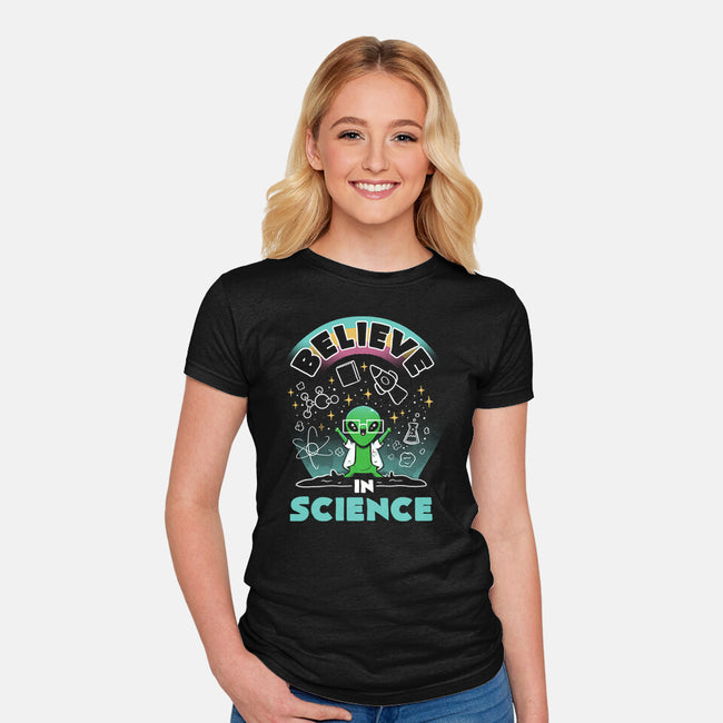 Believe In Science Alien-Womens-Fitted-Tee-tobefonseca