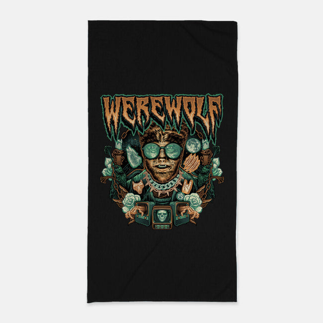 Punk Wolf-None-Beach-Towel-glitchygorilla