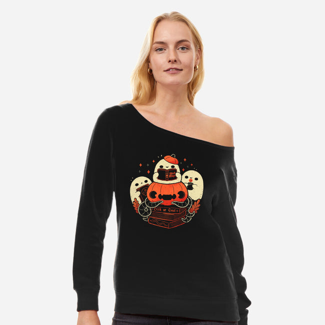 Ghost Book Club-Womens-Off Shoulder-Sweatshirt-xMorfina