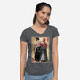 Mutant Samurai-Womens-V-Neck-Tee-DrMonekers