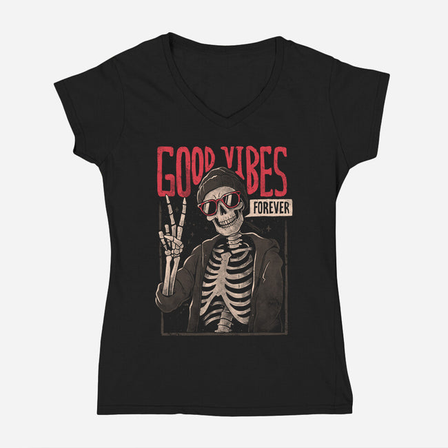 Good Vibes Forever-Womens-V-Neck-Tee-eduely