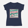 Elm St Pizza-Womens-V-Neck-Tee-Nemons