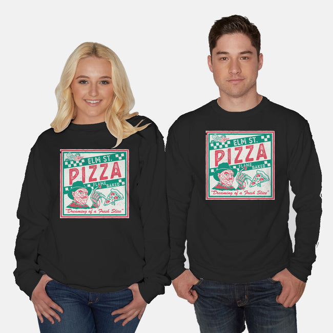 Elm St Pizza-Unisex-Crew Neck-Sweatshirt-Nemons