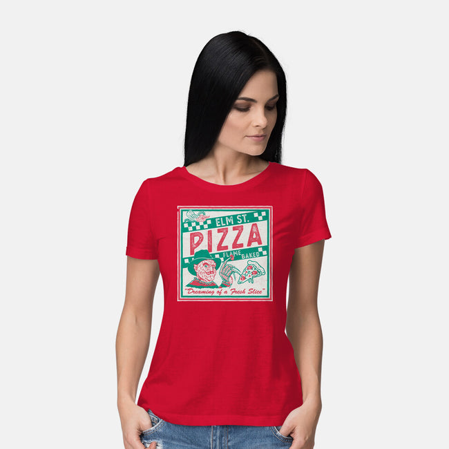 Elm St Pizza-Womens-Basic-Tee-Nemons