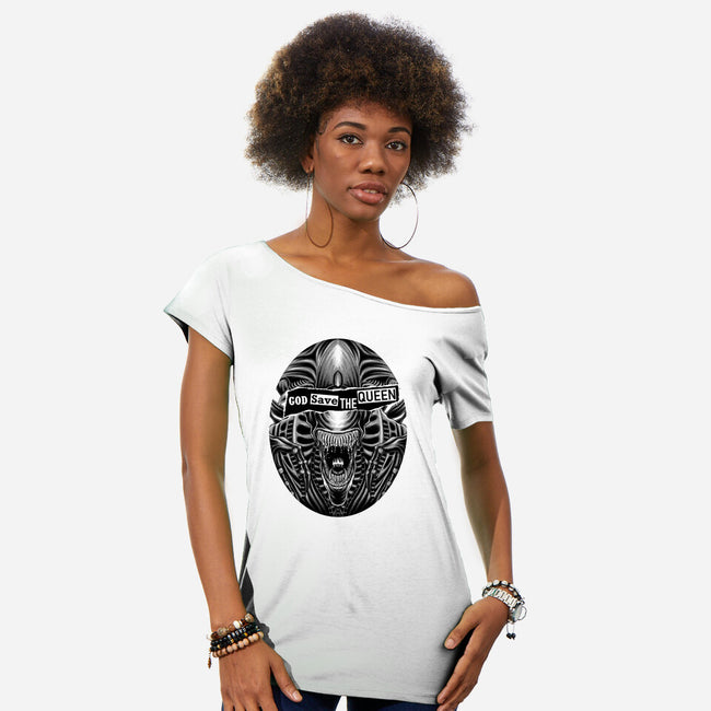 God Save The Queen-Womens-Off Shoulder-Tee-rmatix