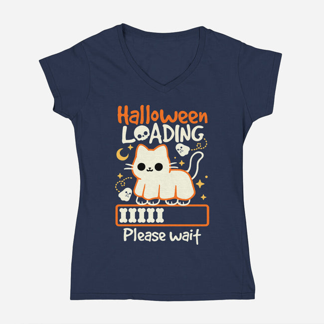 Halloween Loading-Womens-V-Neck-Tee-NemiMakeit