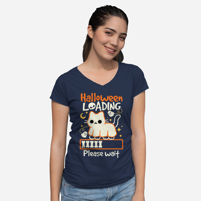 Halloween Loading-Womens-V-Neck-Tee-NemiMakeit