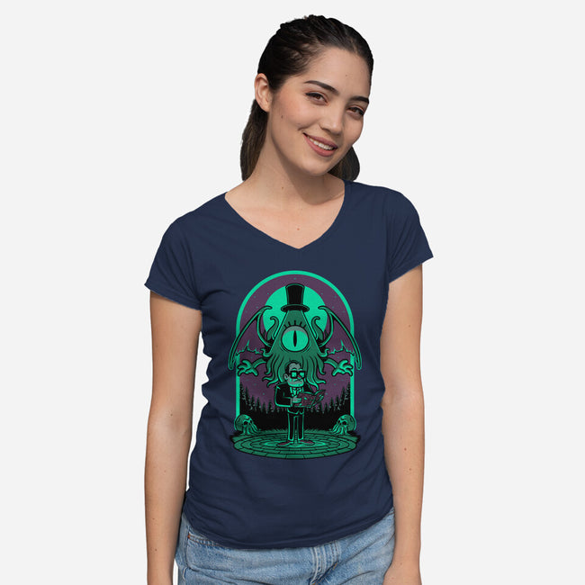 Lovecraft Ritual Falls-Womens-V-Neck-Tee-Studio Mootant