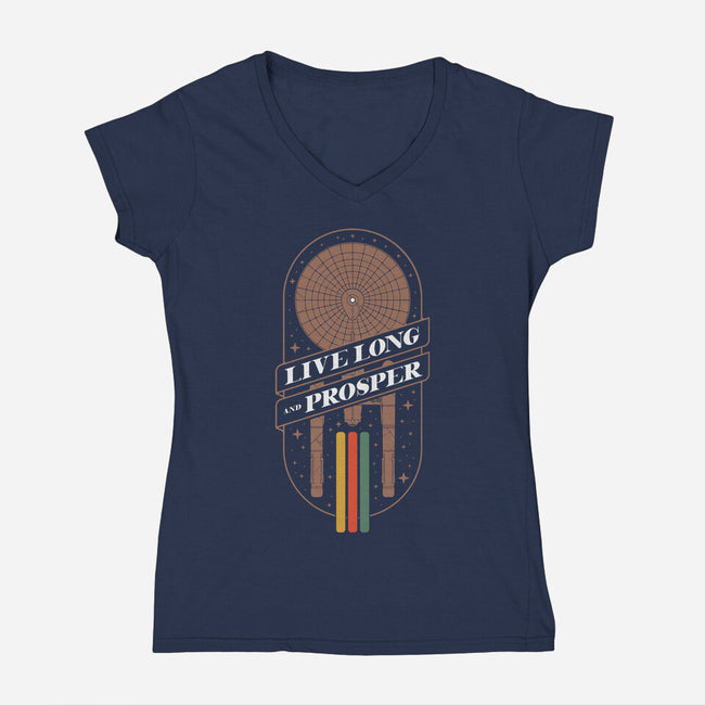 Live Long And Retro-Womens-V-Neck-Tee-BadBox