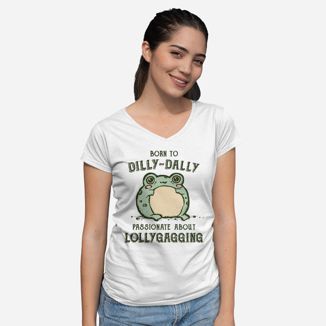 Born To Dilly-Dally-Womens-V-Neck-Tee-kg07