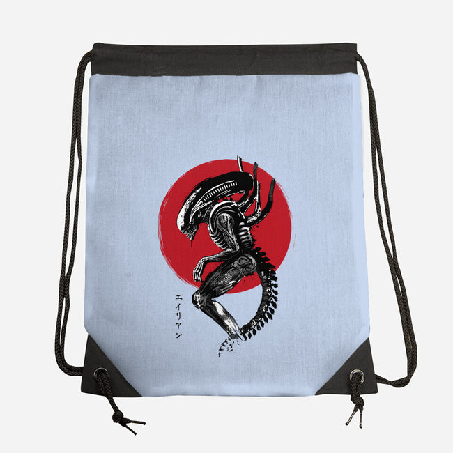 Xenomorph Sumi-e-None-Drawstring-Bag-DrMonekers