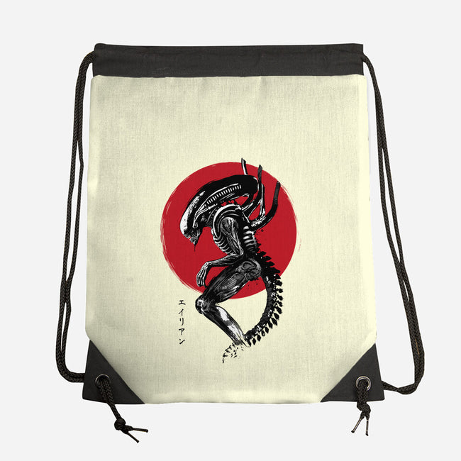 Xenomorph Sumi-e-None-Drawstring-Bag-DrMonekers