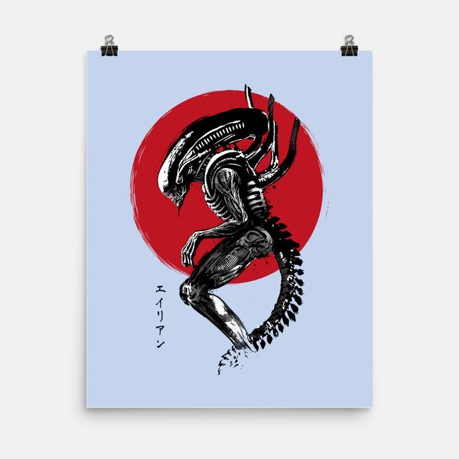 Xenomorph Sumi-e-None-Matte-Poster-DrMonekers