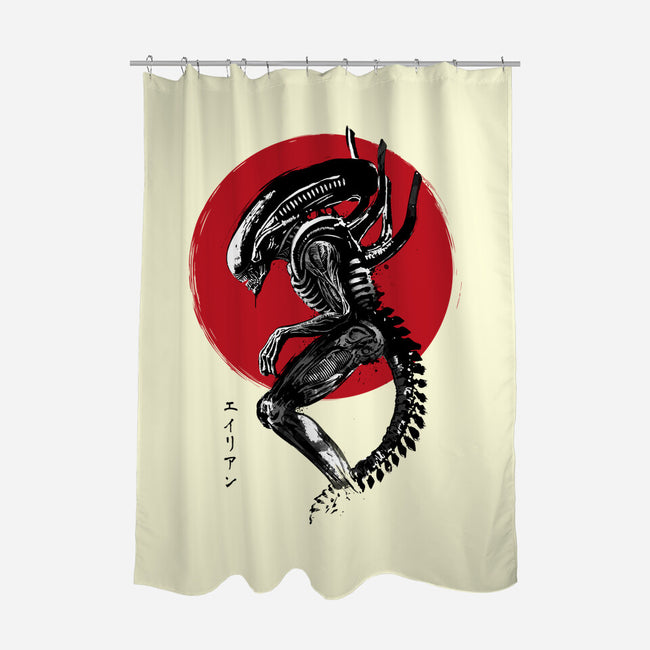 Xenomorph Sumi-e-None-Polyester-Shower Curtain-DrMonekers