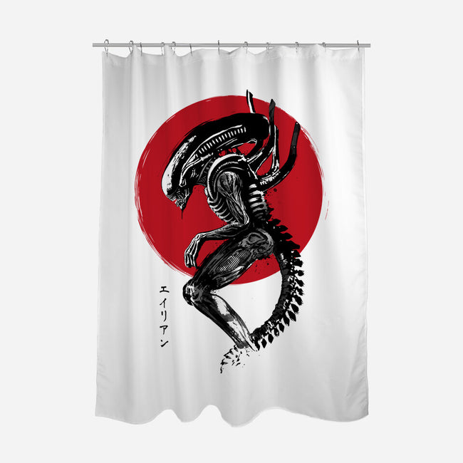 Xenomorph Sumi-e-None-Polyester-Shower Curtain-DrMonekers