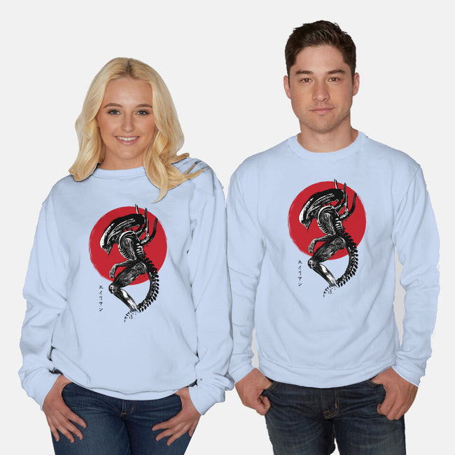 Xenomorph Sumi-e-Unisex-Crew Neck-Sweatshirt-DrMonekers