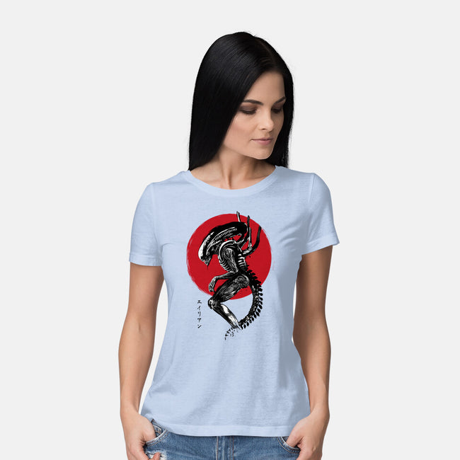 Xenomorph Sumi-e-Womens-Basic-Tee-DrMonekers