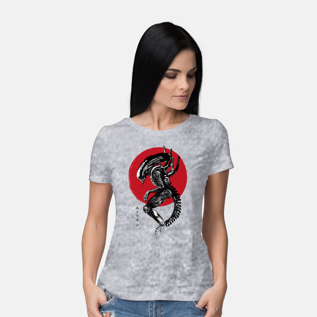 Xenomorph Sumi-e-Womens-Basic-Tee-DrMonekers